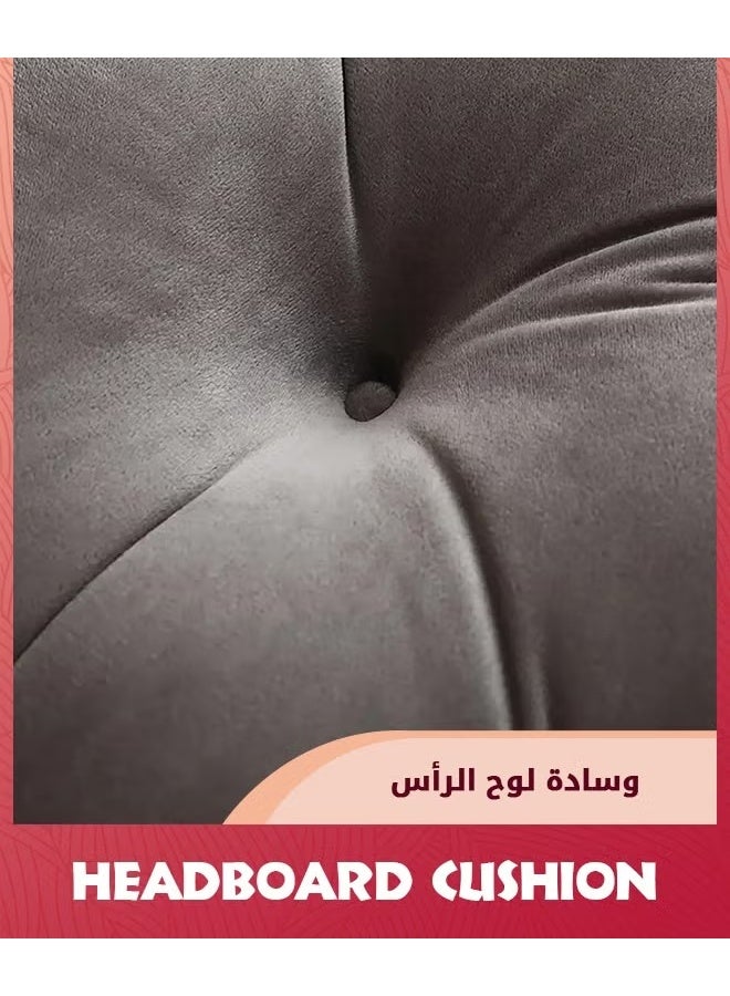 قائمة المنتجات ذات الصلة وسادة الرأس,وسادة على شكل التاج على جانب السرير مع الحواف المتحركة,قراءة وسادة السرير الناعمة مع الضماد,مناسبة لمشاهدة التلفزيون,قراءة الرأس مكبر,90X55X16CM,رمادي,, - Image 5